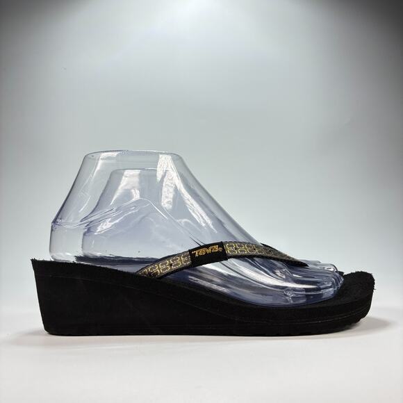 Teva Mush Black Wedge Flip Flop Thong Sandals Comfort Casual Women’s Size 7 - Picture 1 of 9